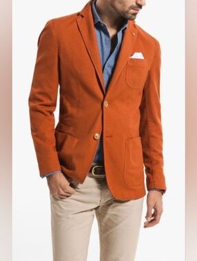 Massimo Dutti Orange Cotton Sport Coat